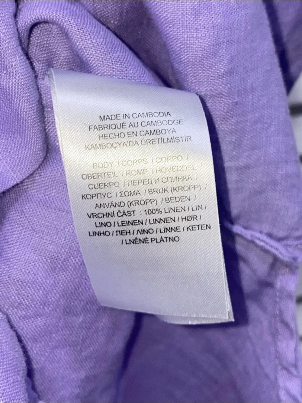 Lauren Ralph Lauren Purple Linen Short Sleeve Button Down Shirt Petite Medium - Picture 6 of 6